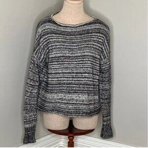 Madewell Black & White Threadmix Boatneck Wool/Mohair/Yak Blend Sweater Size XS